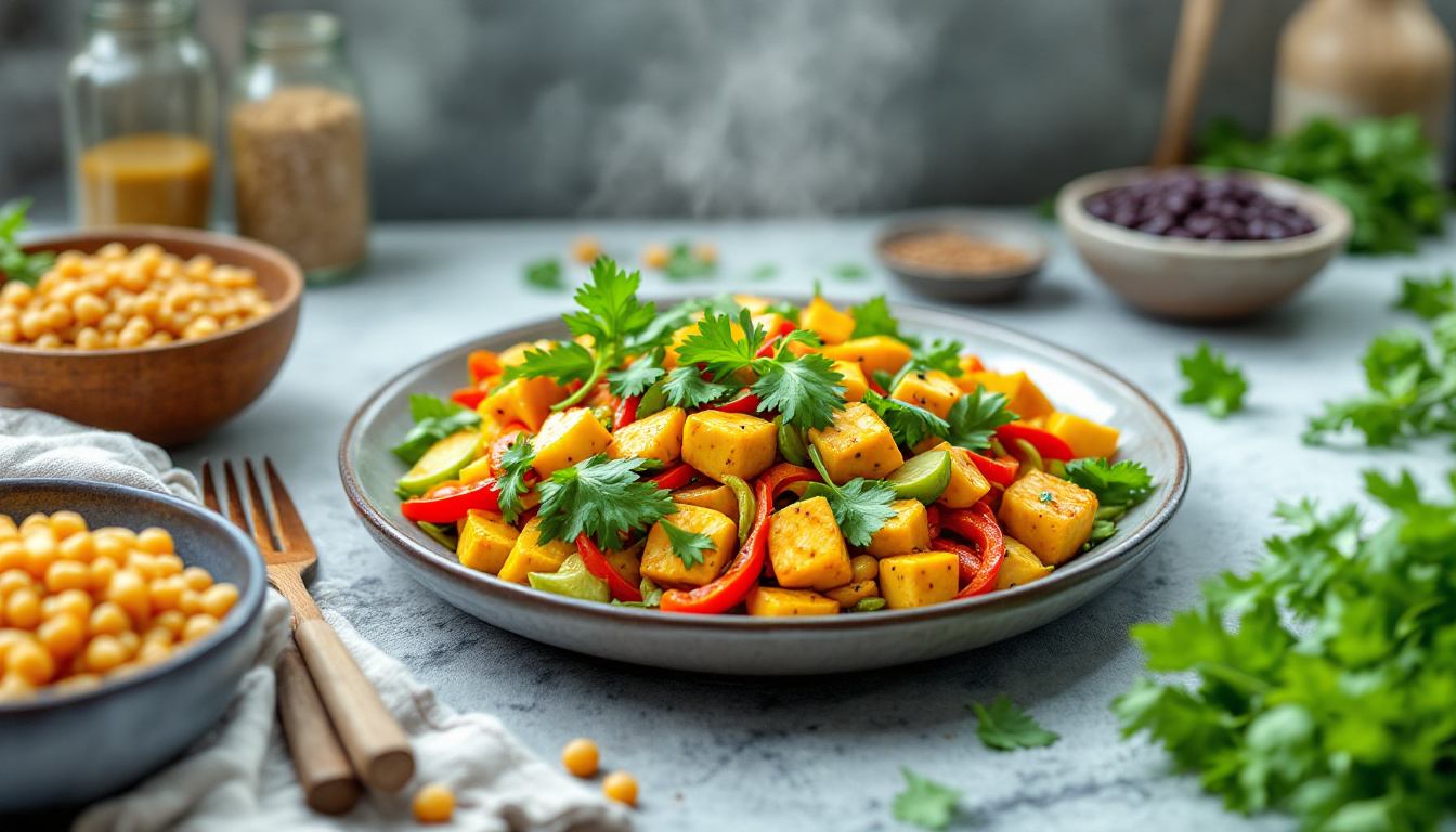 Vibrant Vegan Stir Fry Kitchen Setup